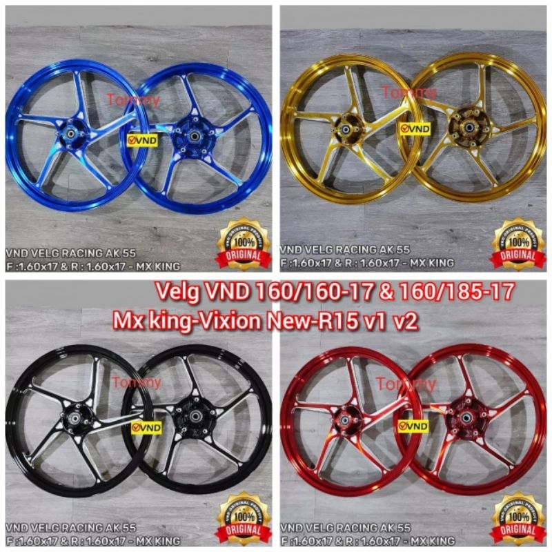 Velg Velk VND Ak55 Mx King Vixion New R15 Old VND AK 55 lebar 160/185x17 & 160/160x17 Ring 17