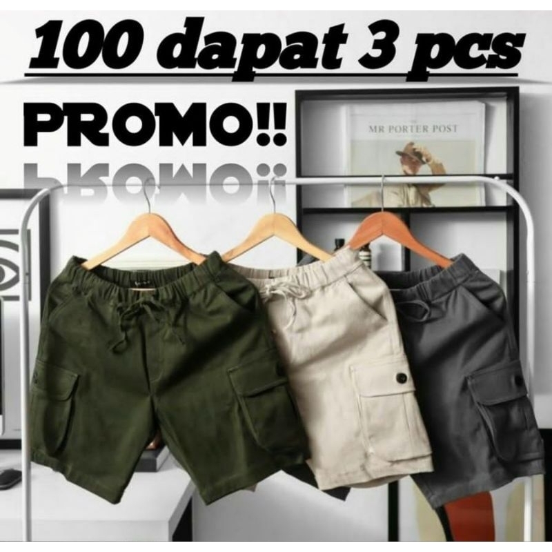 Celana pendek boardshort cargo tebal premium / short pant cargo 100ribu 3pcs
