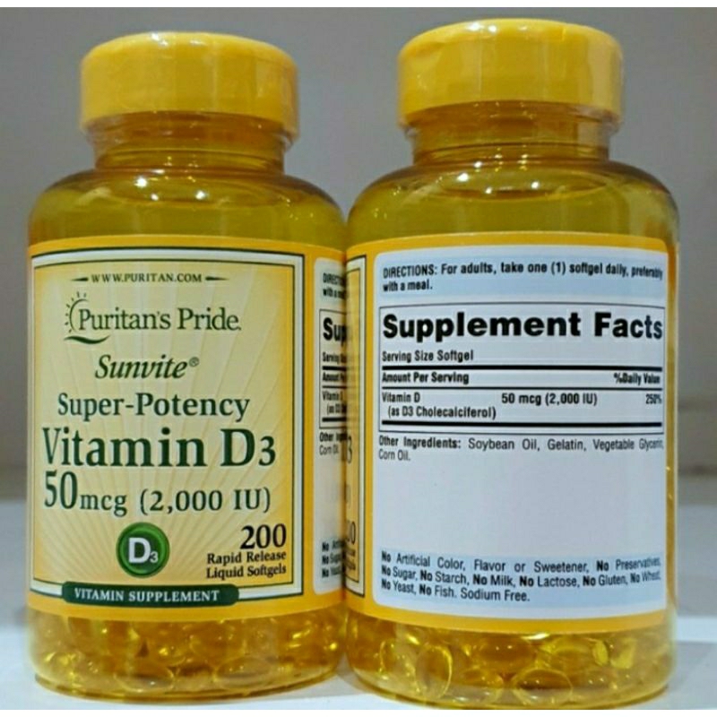 Puritan's puritan pride vitamin d3 vit d3 2000iu 2000 iu 200 sg