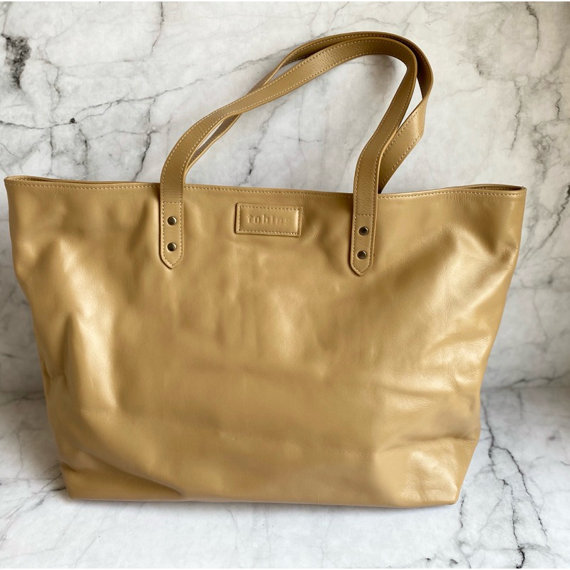 Tas Kulit Asli Wanita Totebag Beige Lokal Produk UMKM