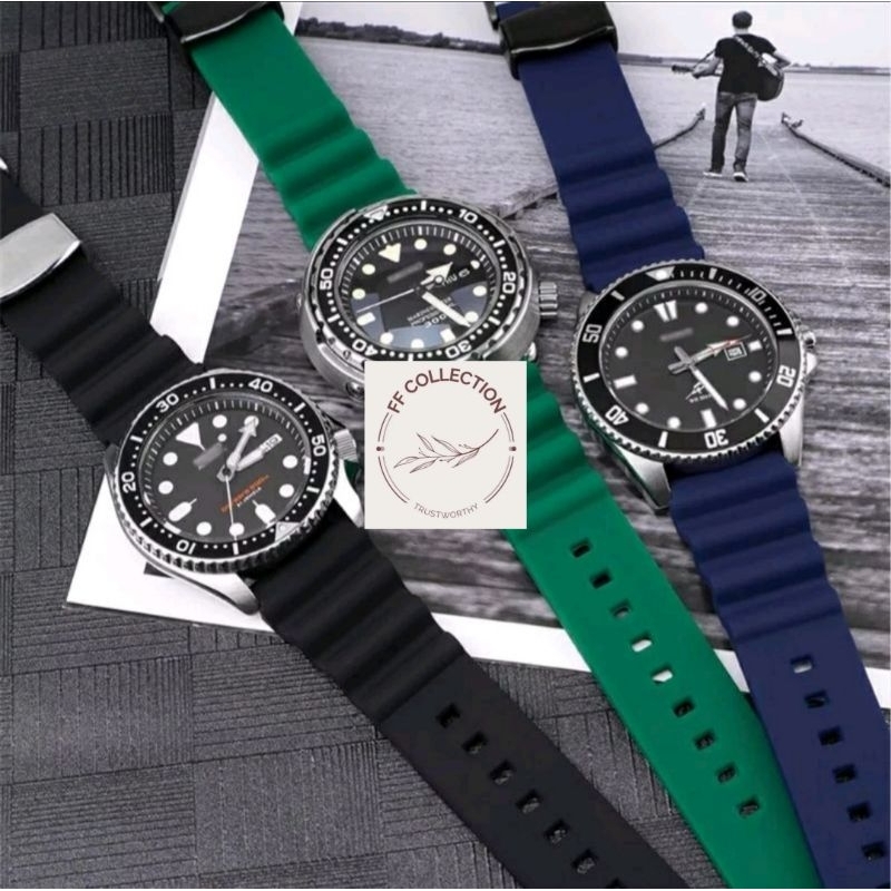 Strap Tali Jam Tangan Rubber tali jam seiko diver Silicone Rubber SEIKO Diver Prospex