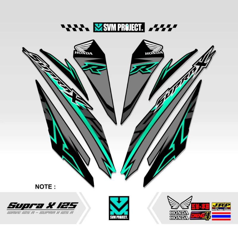 STRIPING SUPRA X  125 R NEW MOTIF 1 / STIKER SUPRA X 125 R / STRIPING MOTOR / STICKER VARIASI SUPRA 