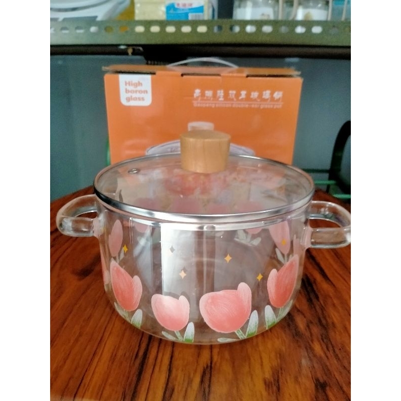 Panci Kaca Bening Transparan | Panci Borosillicate | Dispenser Kaca