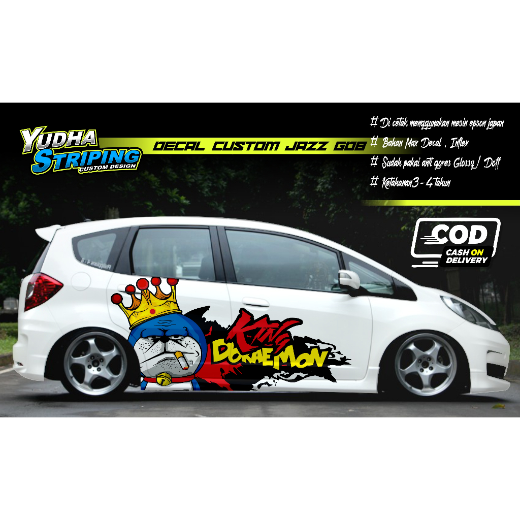 STICKER DORAEMON CUSTOM MOBIL JAZZ / AGYA / AYLA / DECAL STIKER MOTIF ANIME