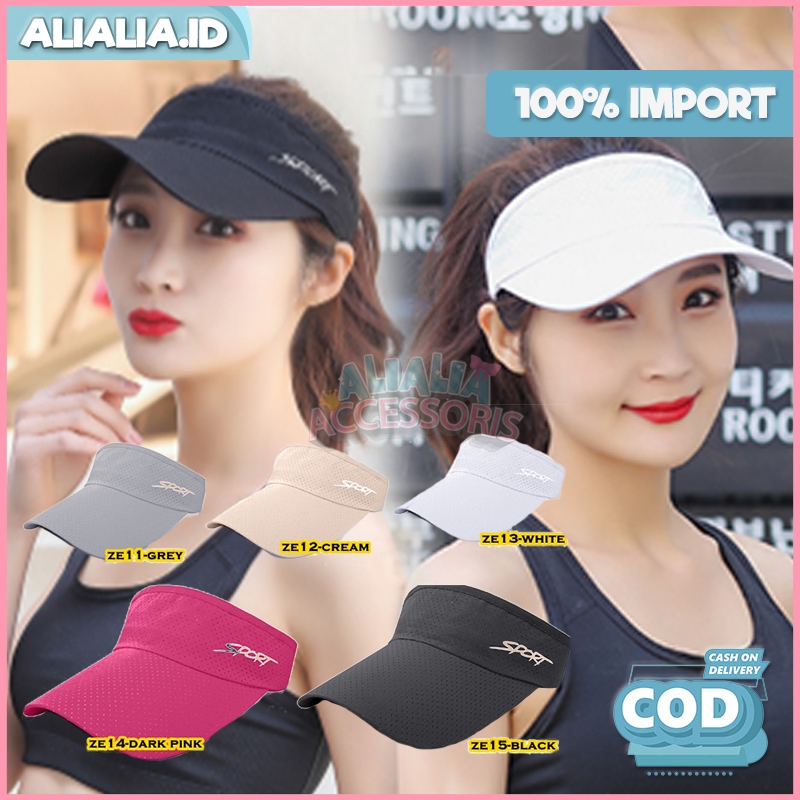 Topi Wanita Senam Pantai Golf Sport Sepeda Aerobic Tennis Pelindung UV Wanita Import