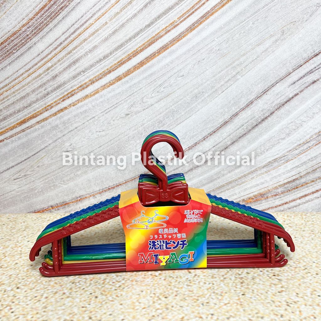 Gantungan Baju Miyagi Dewasa Isi 12 pcs | Hanger Baju Plastik Premium Anti Slip Tahan Lama Warna Cer