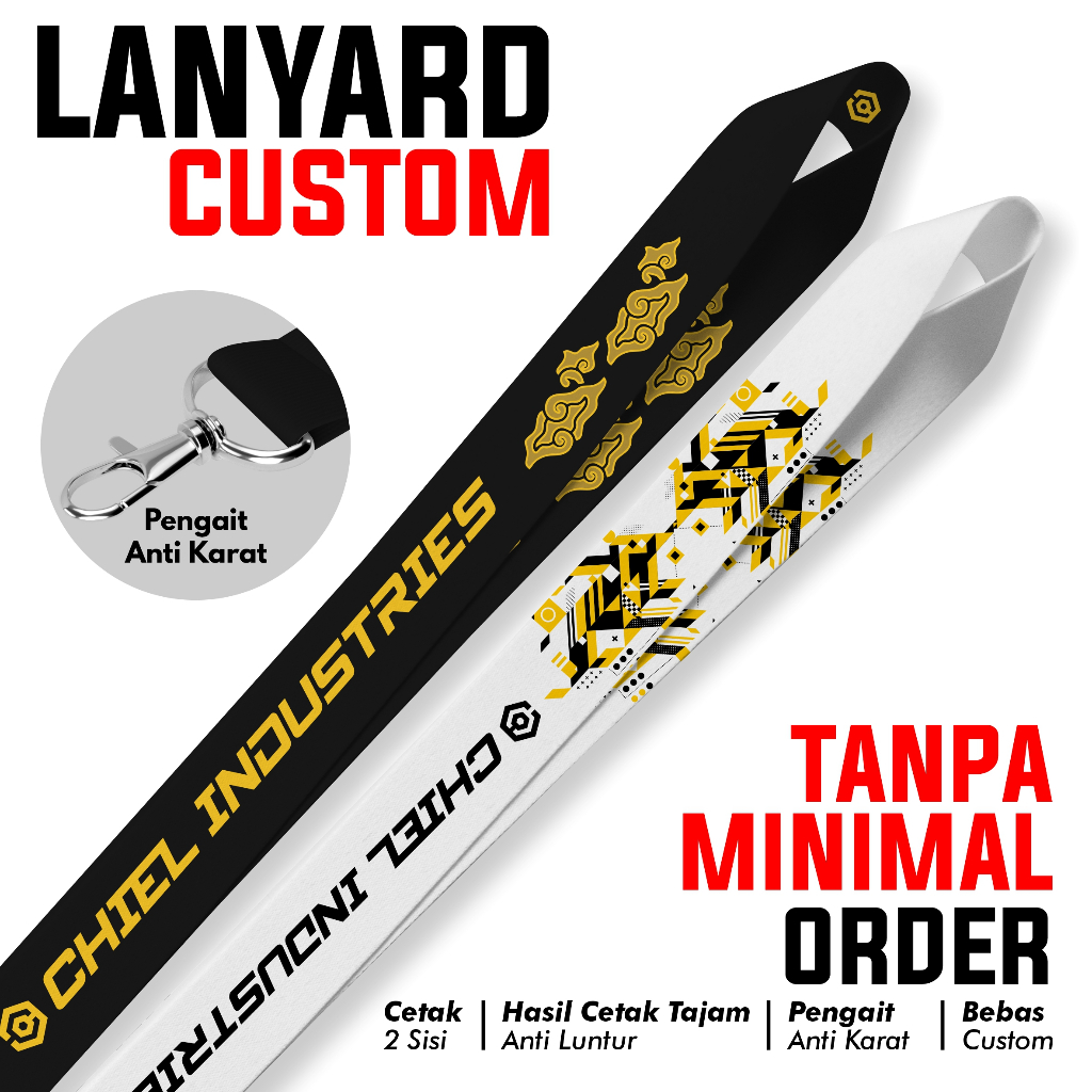 

CUSTOM TALI LANYARD ID NAMA / CETAK LANYARD PREMIUM FULL PRINTING 2 SISI