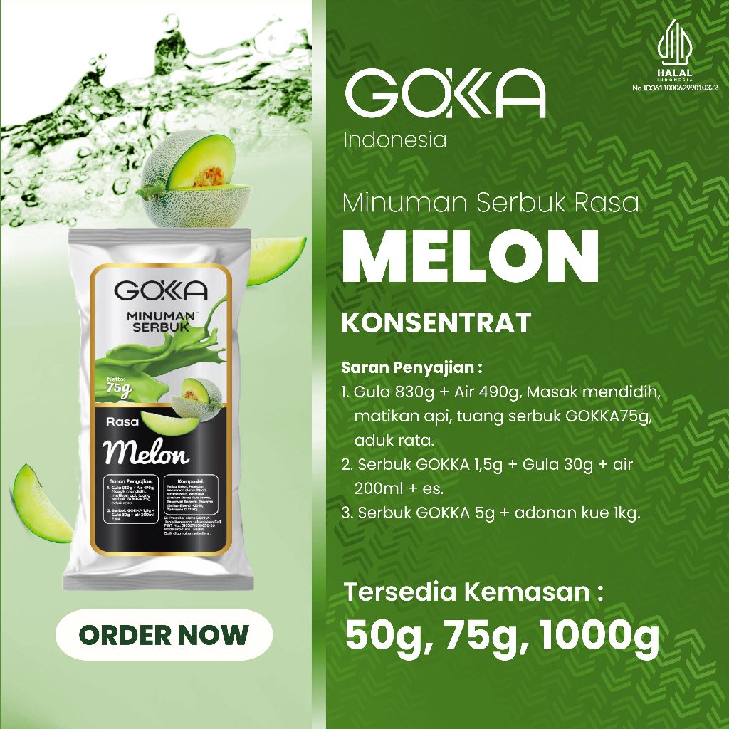 

Powder Drink / Bubuk Minuman Gokka Rasa Melon Kemasan 50gr