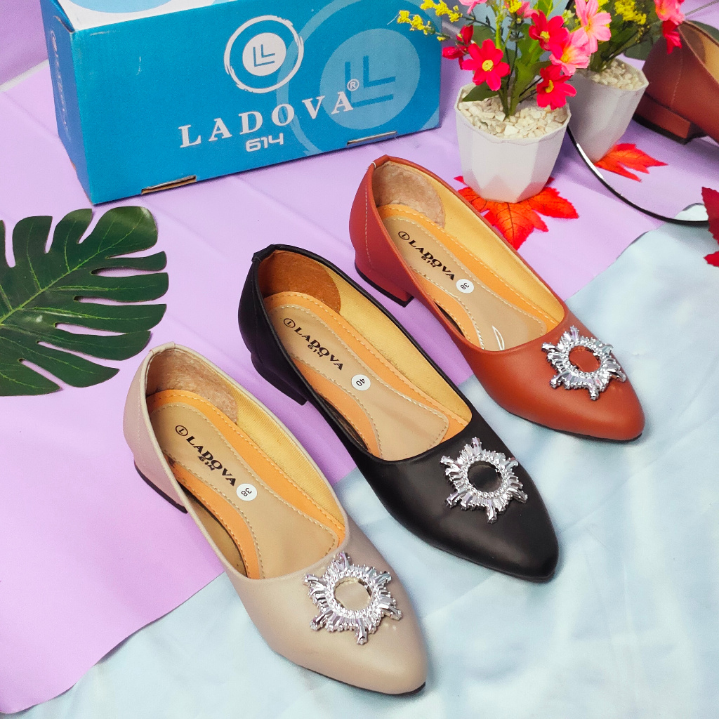 Sepatu Kerja Cewek Heels 3 CM Hak tahu Ladova Karina Bahan Sintetis Premium