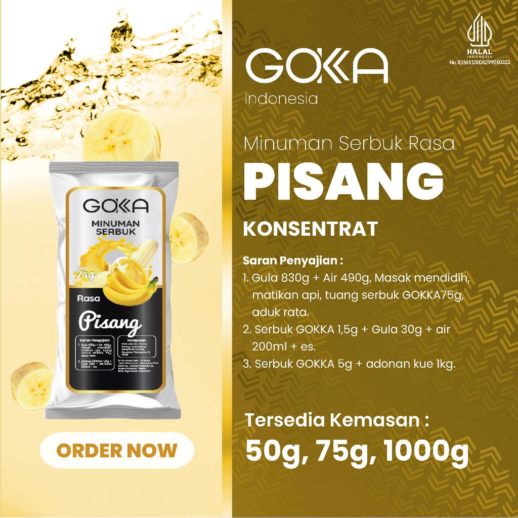 

Bubuk Minuman / Powder Gokka Rasa Pisang Kemasan 50gr