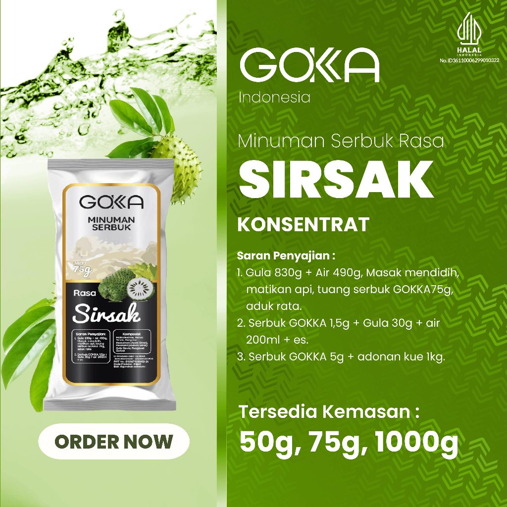 

Gokka Powder Drink / Minuman Bubuk Gokka Rasa Sirsak Kemasan 50gr
