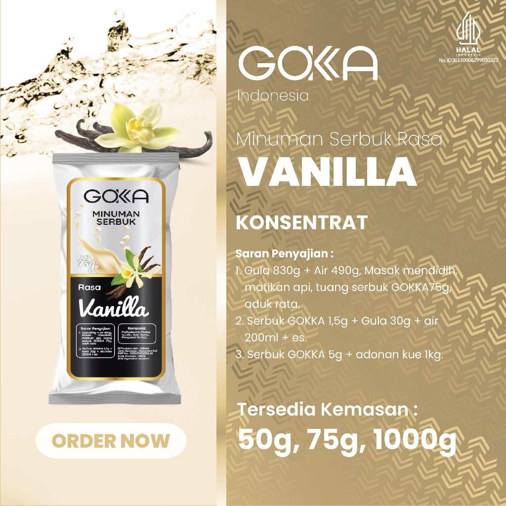 

Bubuk Minuman Gokka / Powder Drink Gokka Rasa Vanilla Kemasan 50gr
