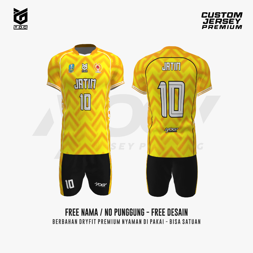 JERSEY SATUAN PRA PON JATIM (KUNING) PREMIUM - PREORDER [ BISA CUSTOM NAMA & NOMOR  | ATASAN BAJU VO