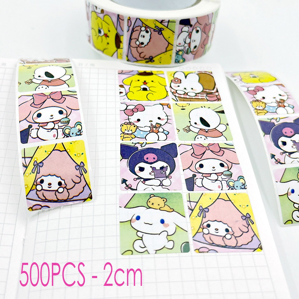 500 Pcs/Roll Sanrio Hadiah Stiker Lucu Sanrio Cinnamoroll Desain Kartun Diary Scrapbooking Stiker Festival Ulang Tahun Pesta Hadiah