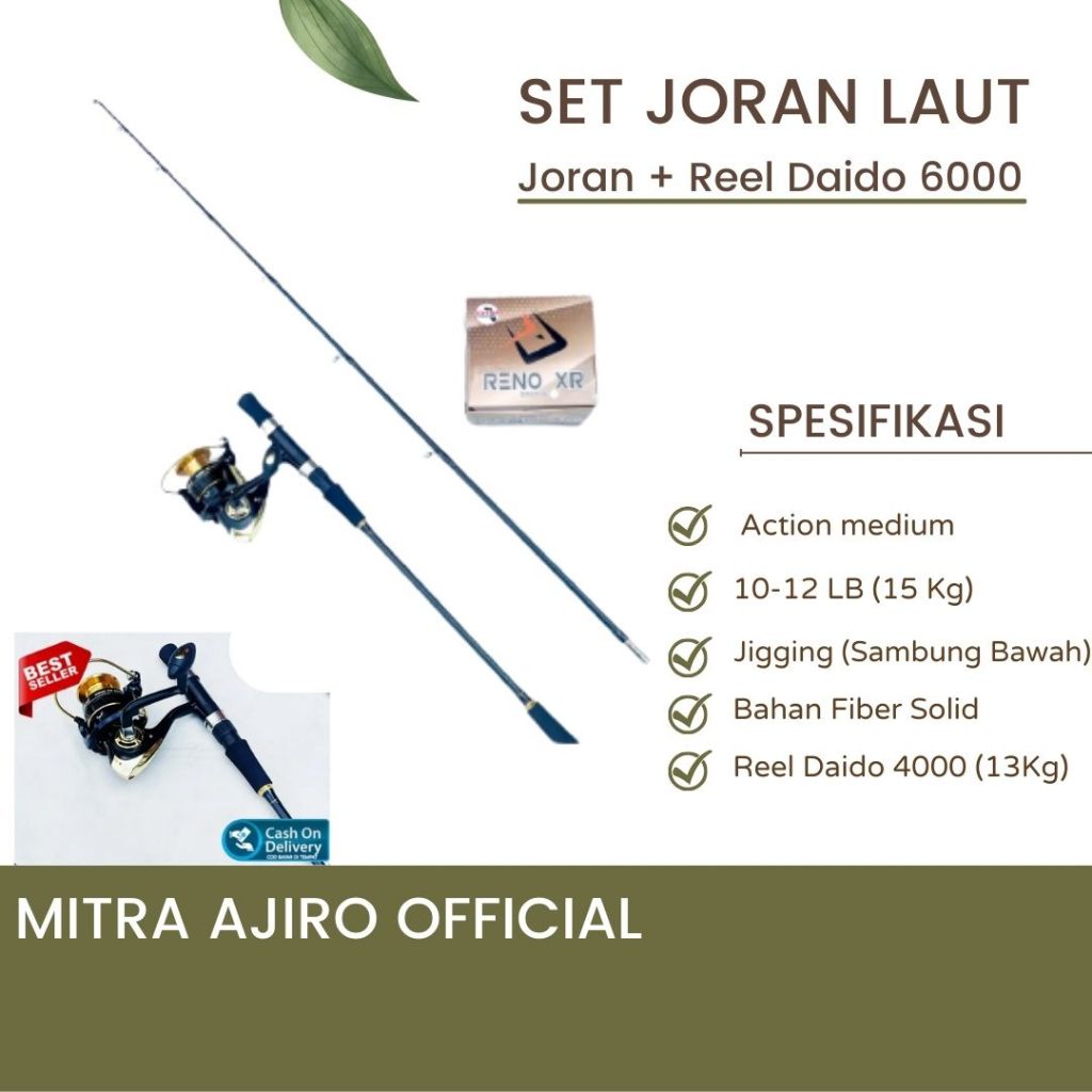 satu set Pancing laut Joran Jigging + Reel Daido 4000