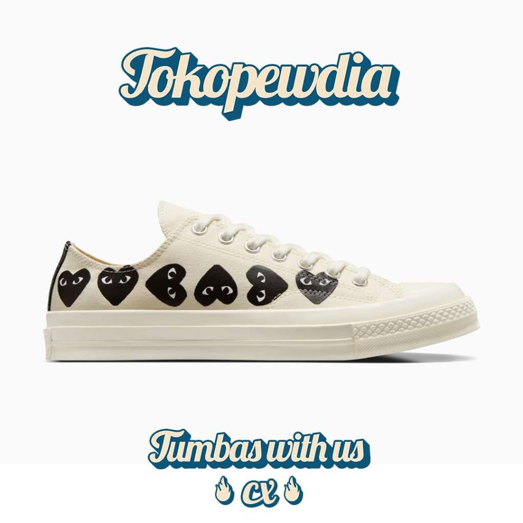 Converse CDG Play Low Multi Heart Milk / Black /  Egret