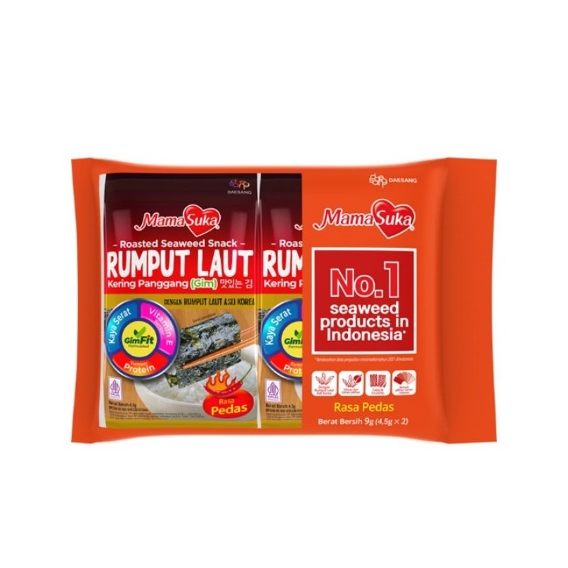

MamaSuka Rumput Laut Panggang Pedas 2 x 4.5g