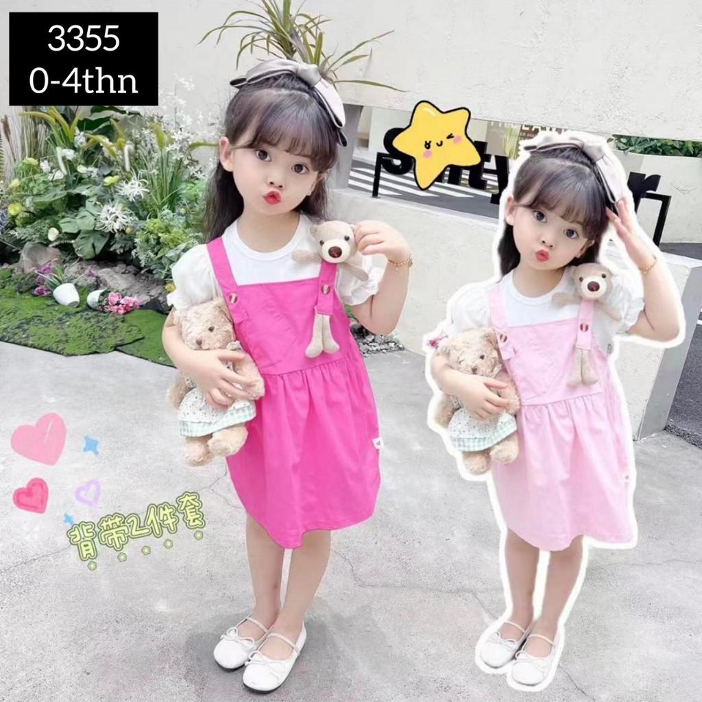 michella GROSIR ISI 4 #3355 FREE TAS BONEKA SETELAN OVERALL ROK Bayi Baju Setelan Kaos Anak Perempua