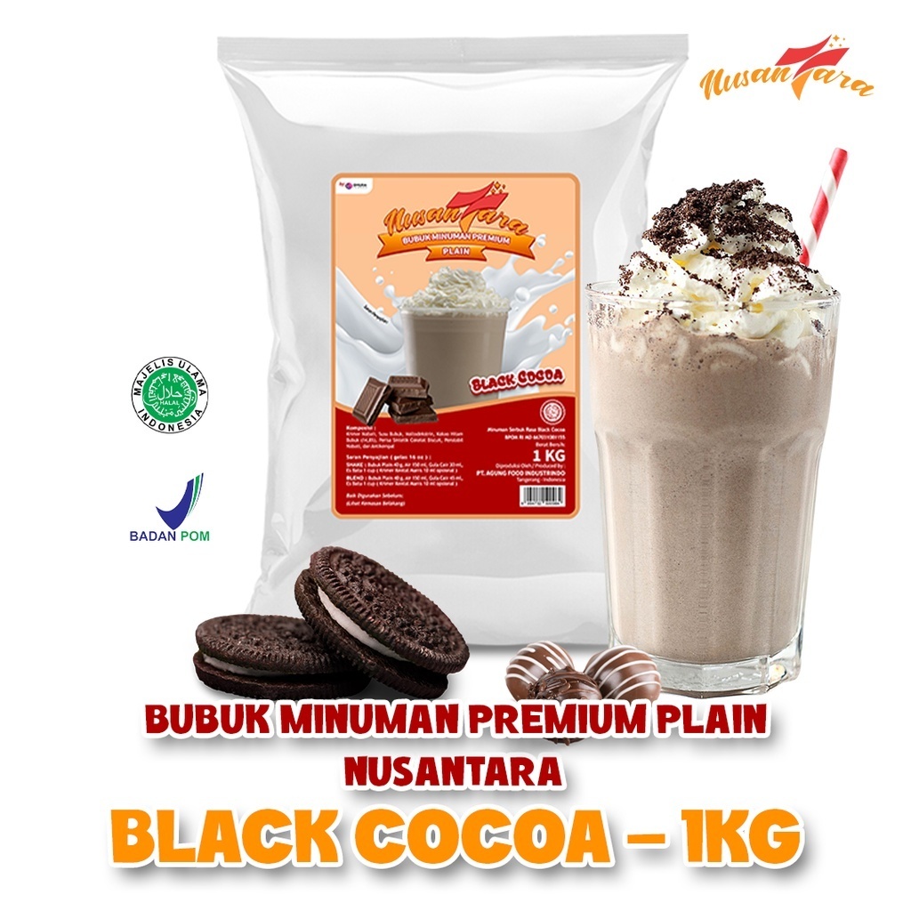 

NUSANTARA Bubuk Minuman Plain Rasa Black Cocoa / Oreo Tanpa Gula 1 Kg & 500 Gram Indonesia Powder