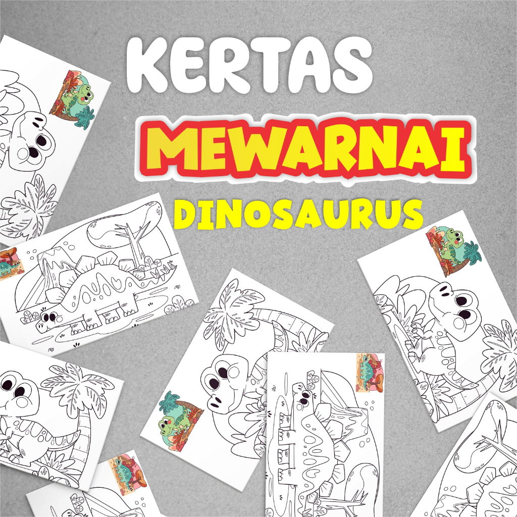 

Kertas Mewarnai Anak Bahan Tebal - Mewarnai Dinosaurus