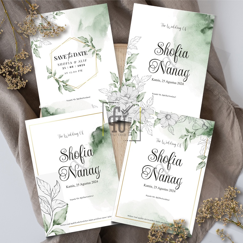 grosirundangan | Free Undanga Website . Undangan Softcover Lipat Bahan BC Tebal Desain Terbaru Hijau