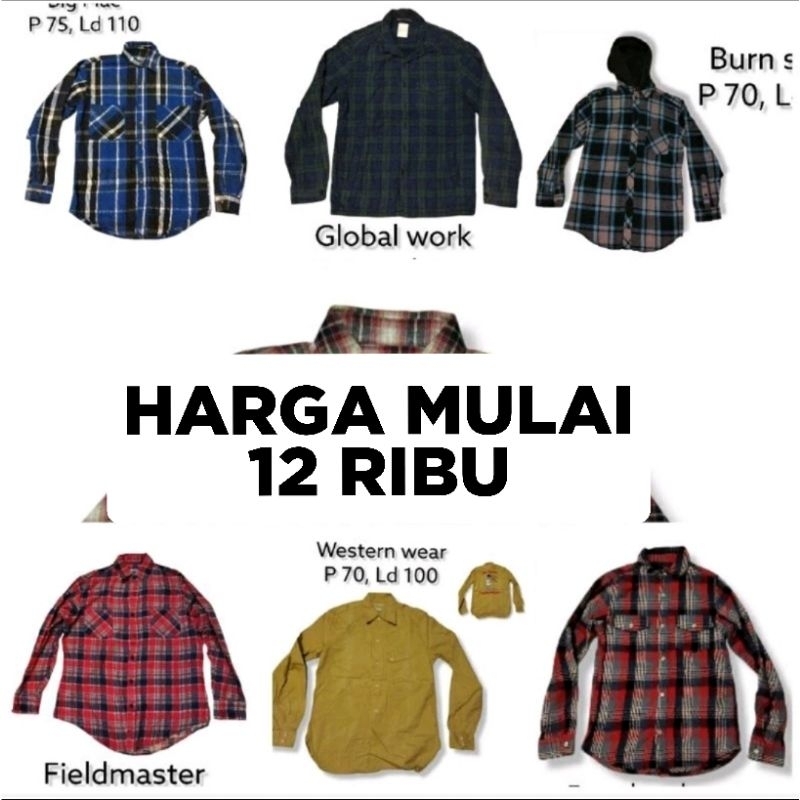 vol 37 kemeja pria preloved second flannel vintage kasual branded ada yg over size