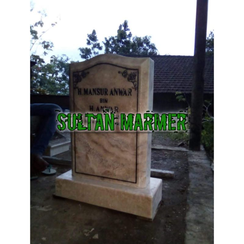 Nisan Maesan Batu Onix Putih Tulisan Ukir