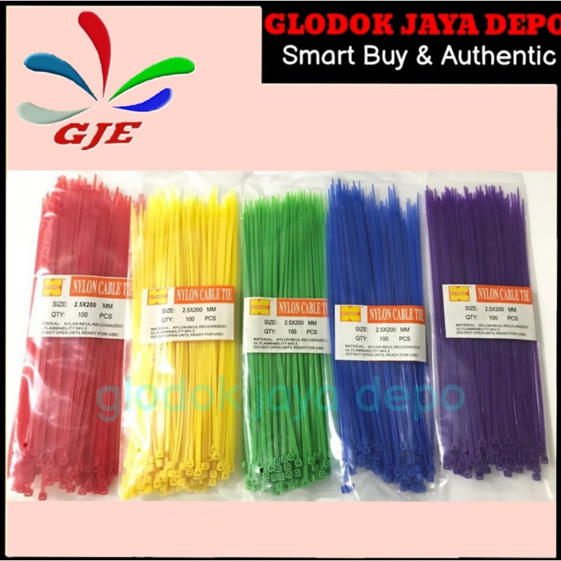 CABLE TIE KABEL TIES TALI PENGIKAT 2,5x200MM WARNA WARNI (100PCS)