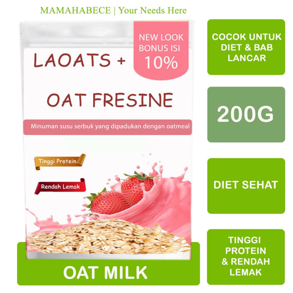 

Susu Oatmilk Penurun Berat Badan Pelangsing Badan Susu Bubuk Diet Low Fat Milk Rendah Kalori Laoats (200G)