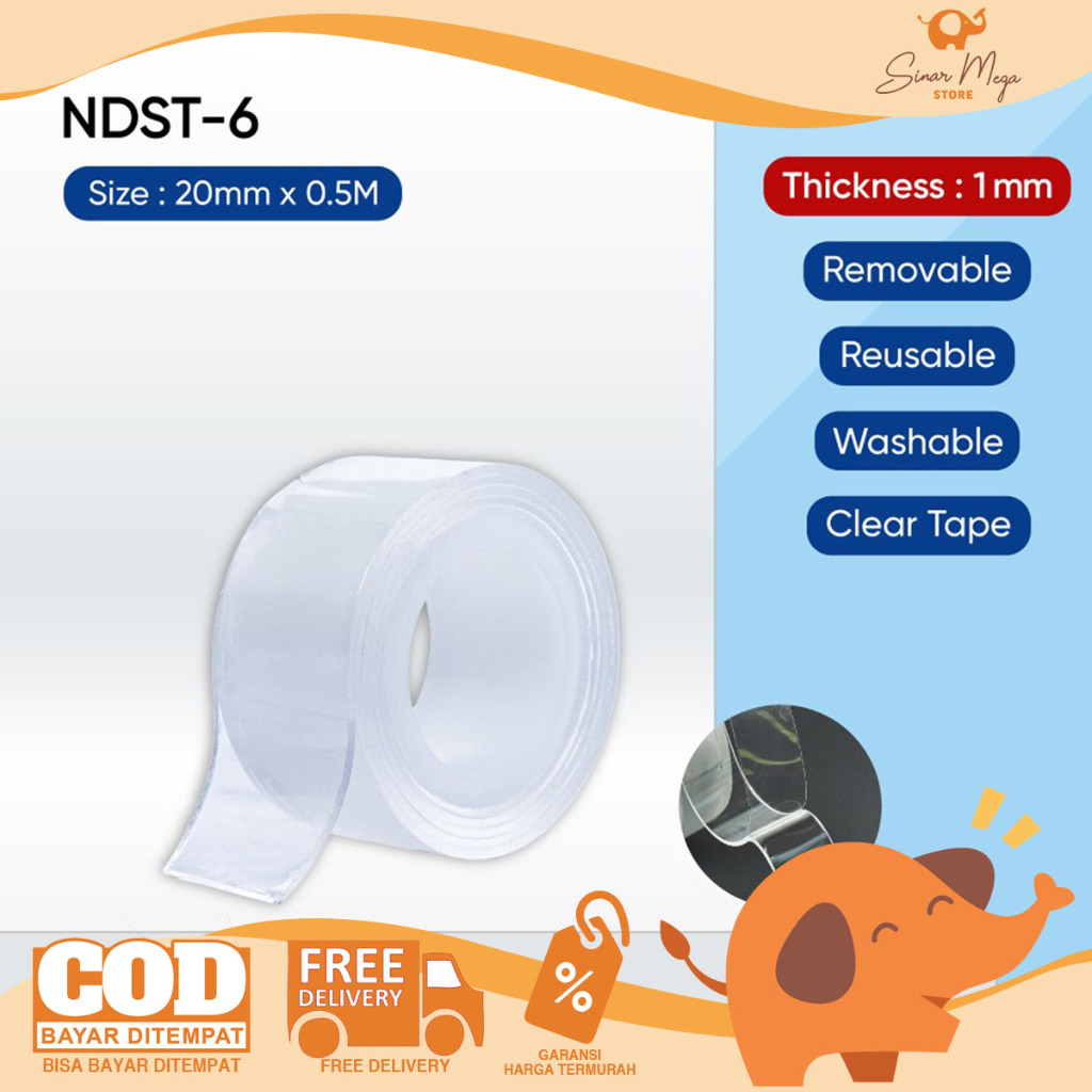 

Joyko Nano Double Side NDST-6 20MM x 0.5M / Perekat 2 Sisi Bening