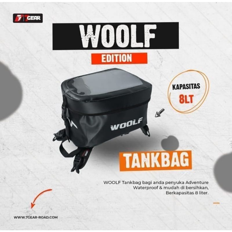 Tankbag Woolf 8liter Non Magnet Waterproof Tas Tangki Motor 7Gear