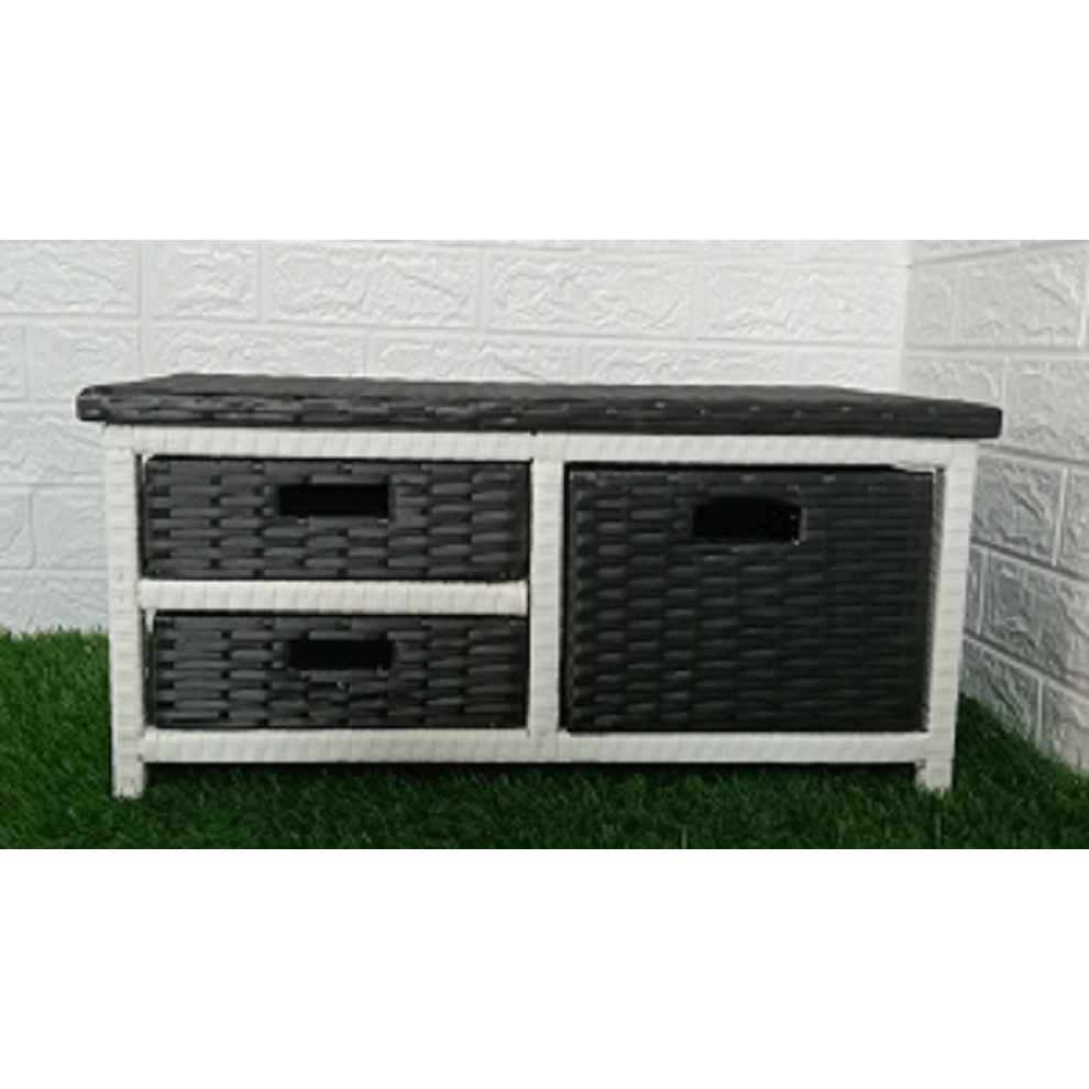 MURAH POL Meja tamu Minimalis Lemari Rotan Sintetis 3 Laci Rak Susun Serbaguna Murah Meja Tv Rotan S