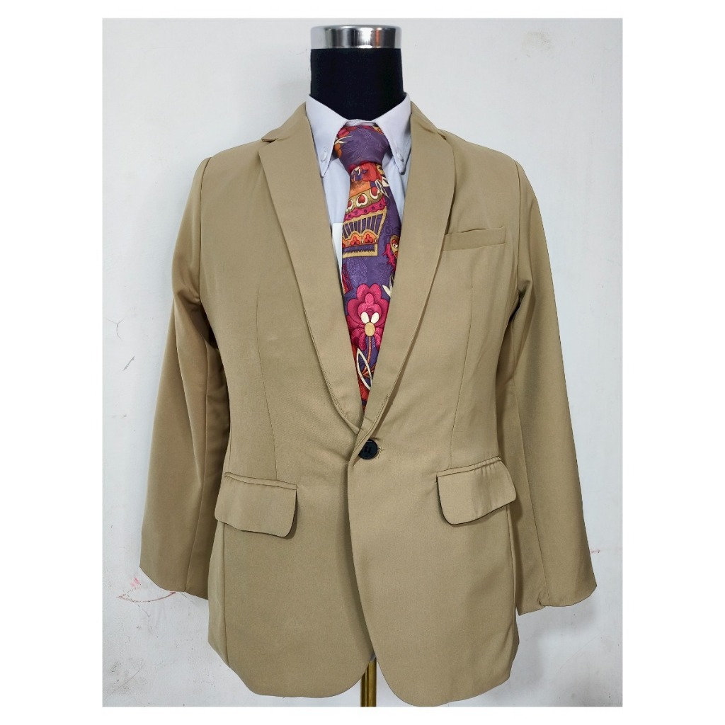JAS/BLAZER KHAKI: ZOEY COLLECTION, JAS PRIA SLIM FIT KHAKI POLOS KEREN KANCING 1 FORMAL CASUAL FULL 
