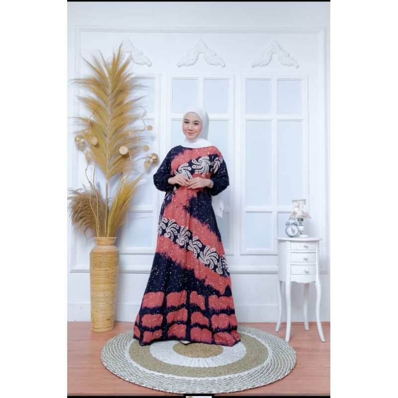 GAMIS RAYON KEKINIAN PROSES BATIK CAP ASLI DARI PEKALONGAN