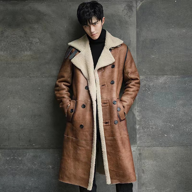 Mantel satu potong kulit domba ekologi asli mantel bulu baru wol merino Australia panjang sedang