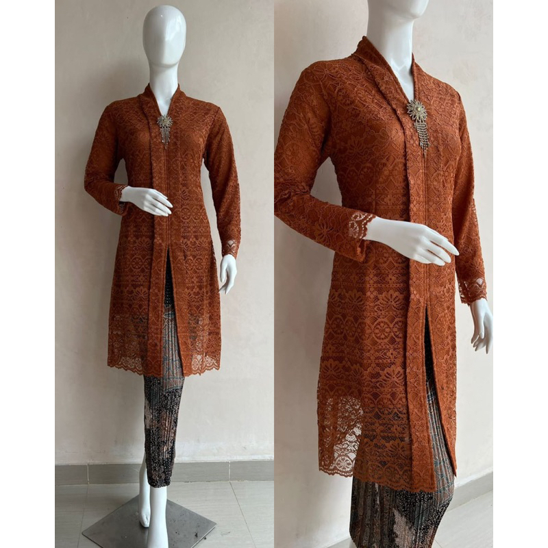 Kebaya Brokat Kartini Panjang / Kebaya Tunik Brokat Kartini / Atasan Kartini Brokat