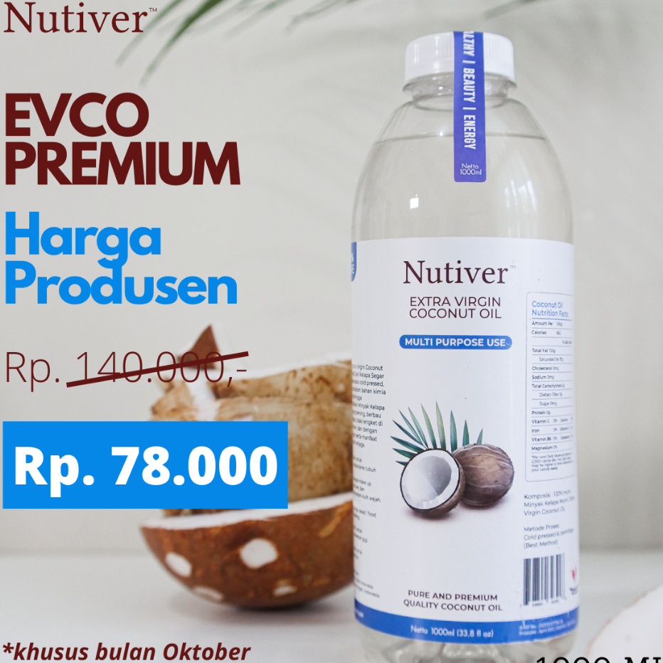 

Diskon Promo NUTIVER PREMIUM VCO Virgin Coconut OIL 1 Liter - EVCO EXTRA VIRGIN COCONUT OIL MINYAK KELAPA MURNI ASLI ORIGINAL - MINYAK VCO 1000ml 1L Ready