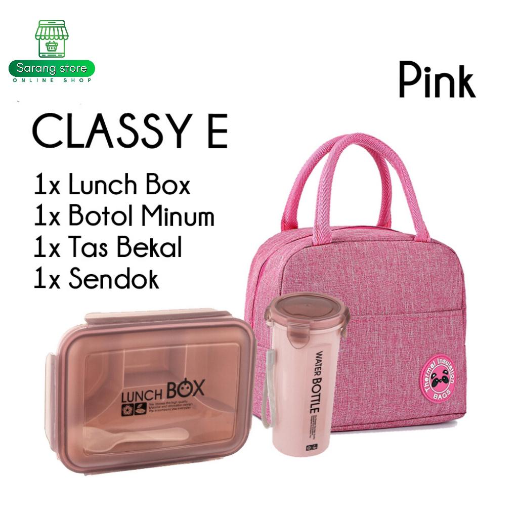 LUNCH BOX AESTHETIC KOTAK TEMPAT BEKAL MAKAN SET TAS BOTOL MINUM ANAK SEKOLAH TK SD ANTI TUMPAH