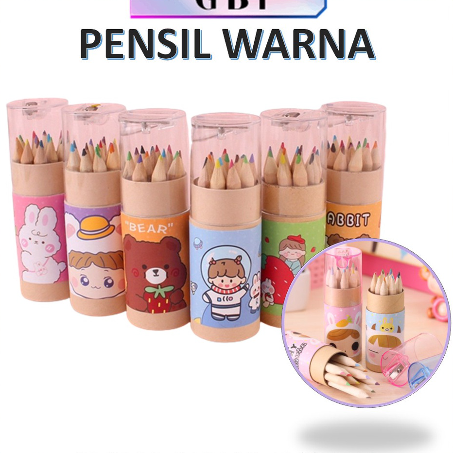 

Best Seller GBI Pensil Warna 12 IN 1 + Serutan Pensil Color Pencils Quality Pensil Warna Karakter Kemasan Tabung Murah Import Baru