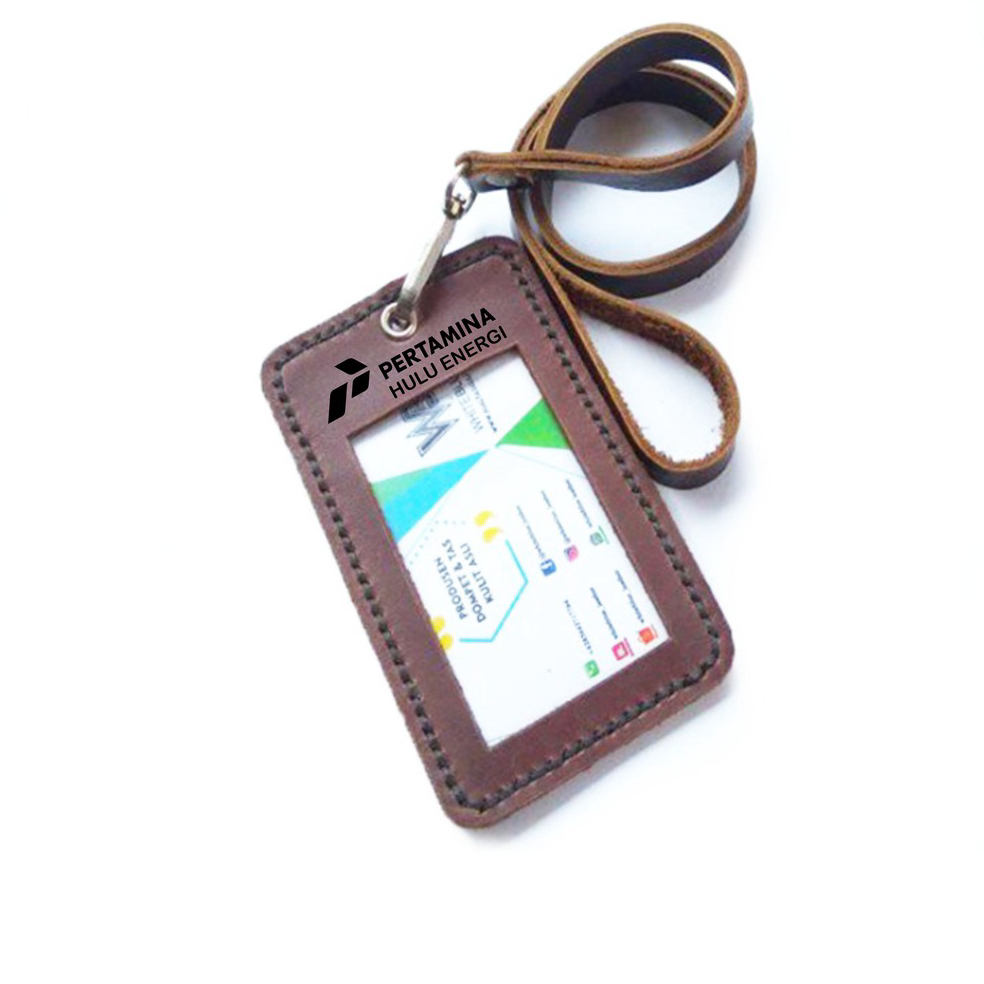 

✦MURAH LEBAY✦ Name Tag Id Kulit Asli Logo Pertamina Hulu Energi Warna Coklat