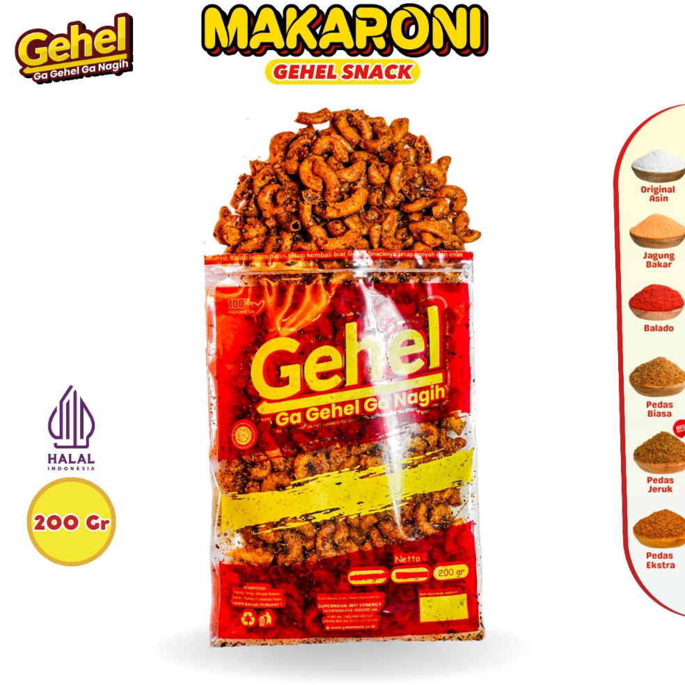 

11.11 FLASH SALE Gehel Makaroni 200gr - Makanan Ringan (Grosir)