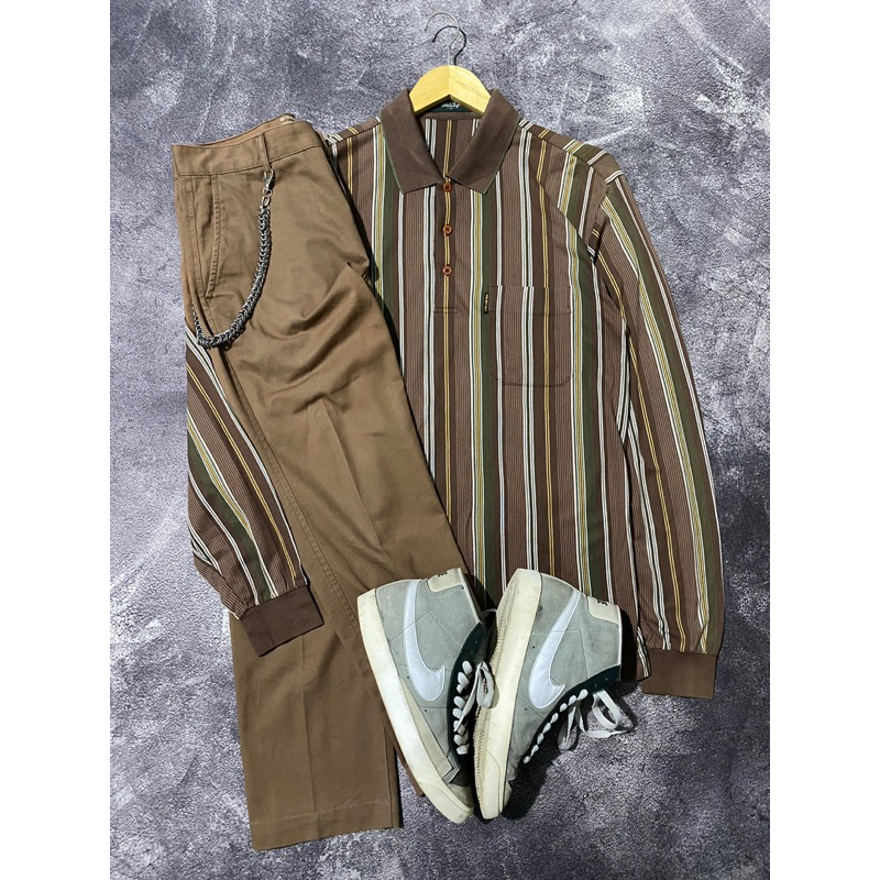 RUGBY-SHIRT/WOLSEY STRIPES BROWN/SECOND ORIGINAL