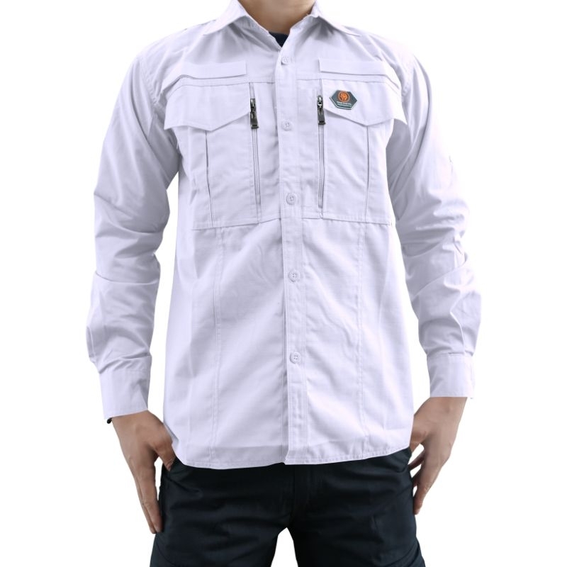 Kemeja pakaian seragam tactical baju pdh putih kerja lapangan safety security outdoor gunung pria la