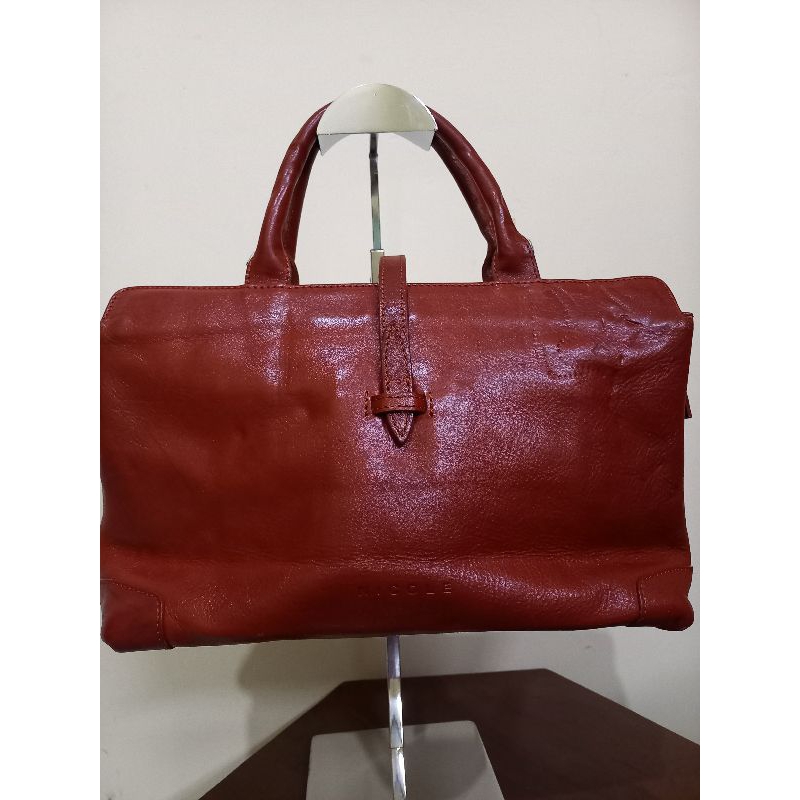 tas handbag nicole st. gilles, vintage kulit asli tebal
