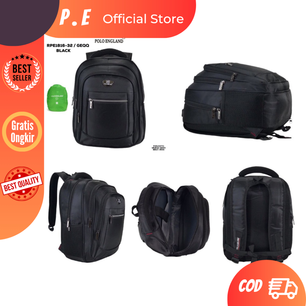 POLO ENGLAND TAS BACKPACK 16inch MULTIFUNGSI TAS RANSEL BAGUS UNTUK SEKOLAH LAPTOP DLL RPE1816-32