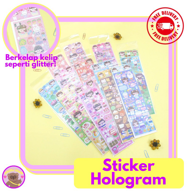 

Cute Girl Activity Hologram Diary Deco Stickers