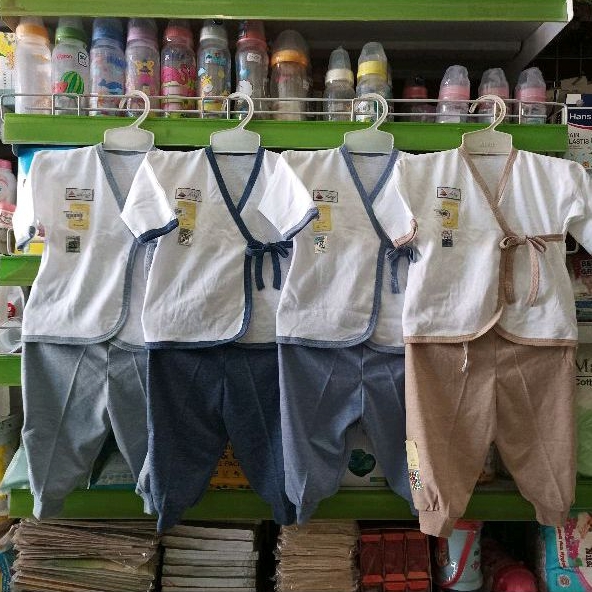 nadiva baru NARY KIMONO SETELAN PANJANG BAYI PUTIH TANGAN PENDEK NARY 100% COTTON BAJU BAYI NEWBORN 