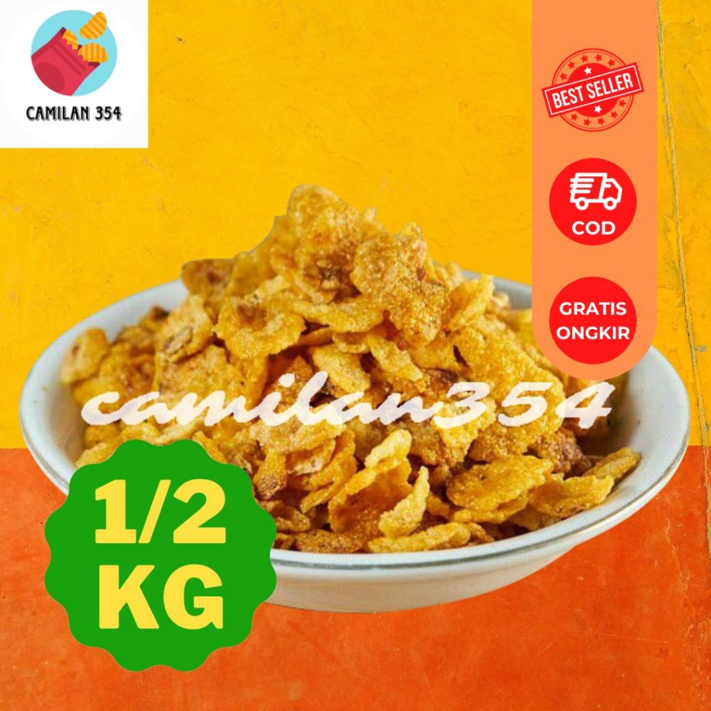 

[500GRAM] Emping Jagung Gepeng Gurih - 1/2KG / Jagung Geprek Renyah / Corn Flake Original