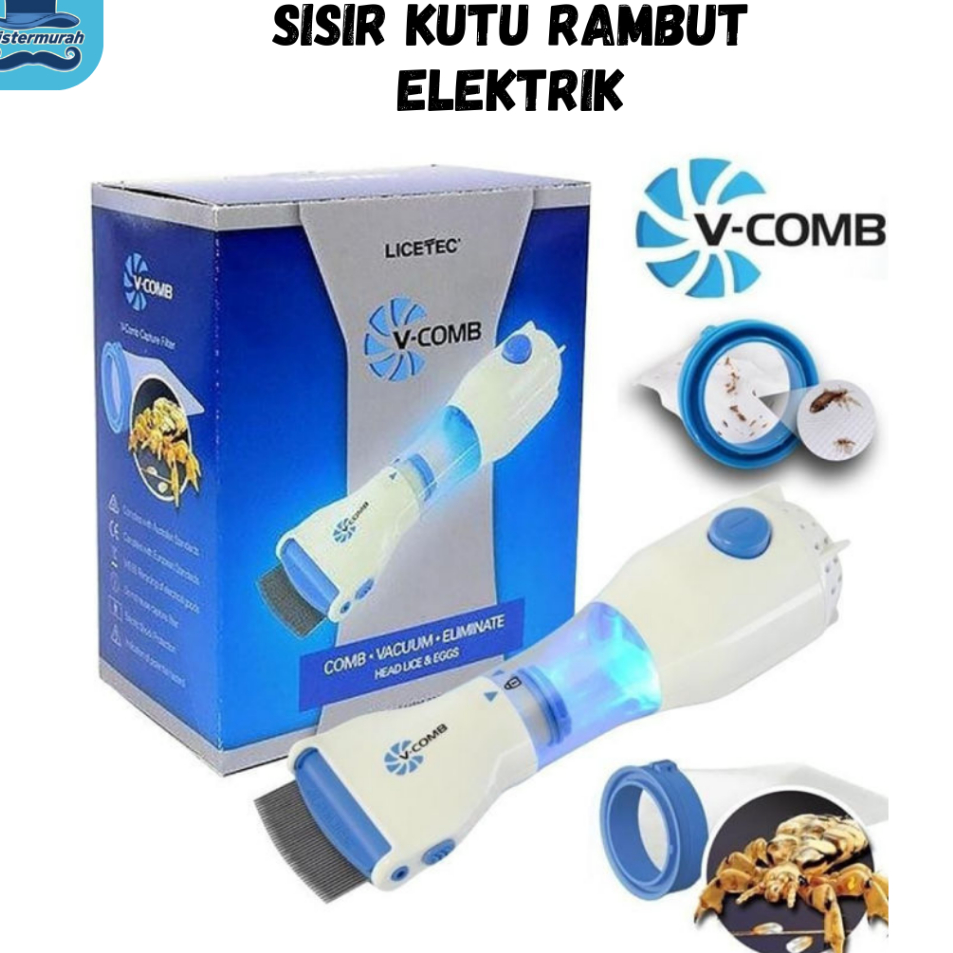 Pasti Laku ORIGINAL V-COMB SERIT PENGHILANG SISIR KUTU ELEKTRIK SERIT RAMBUT VACUM VAKUM VCOMB