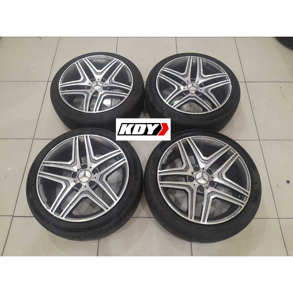 Pelek Mobil Bekas AMG R17 Hole 5X112 Et35 Grey Polish + Ban Hankook 205 45 R17 Cocok Ertiga Serena B